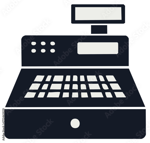 Cash Register Graphic Icon for Business Commerce, Finance, and Retail Transactions