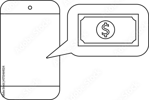 smartphone icon and dollar icon with white background