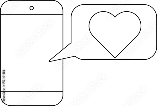 smartphone icon and love icon with white background