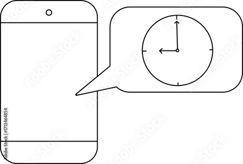 smartphone icon and wall clock icon with white background