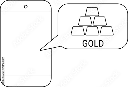 smartphone icon and gold bar icon with white background