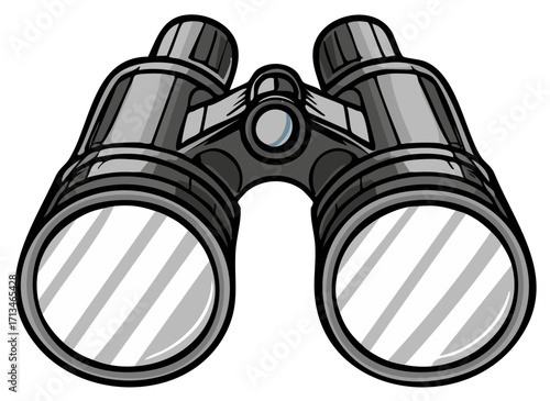 Cartoon Binoculars Optic Zooming Device Silver Grey Color Watching Instrument Detailed Sightseeing Exploration Search Looking Tool