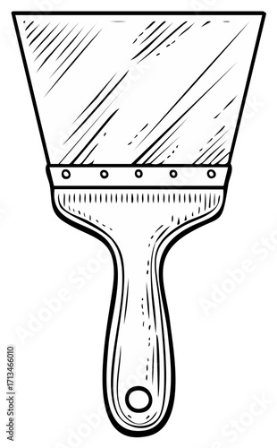Illustration of a hand drawn scraper tool for construction and renovation.