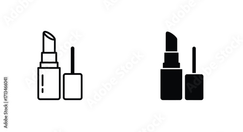 Lipstick and applicator icons in outline and solid styles.