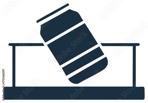 Beverage Can Waste Illustration, Metal Container Disposal in Trash Bin, Recycling Concept for Environment Preservation