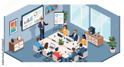 Isometric Vector Meeting Room Flat