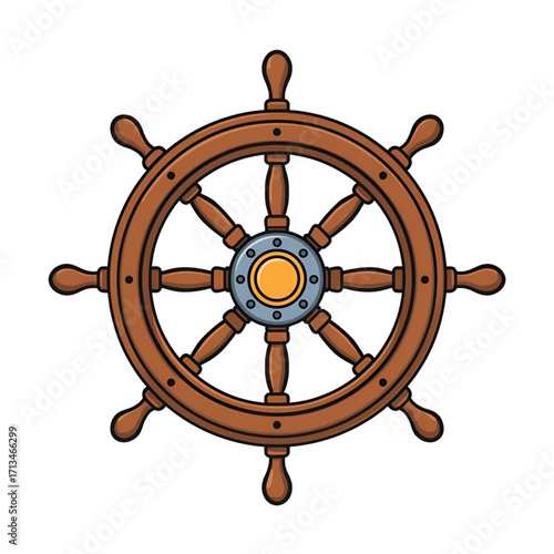 steering wheel of a boat