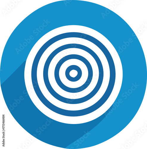 Abstract blue circular target icon with concentric rings and shadow effect modern geometric design for digital media and branding