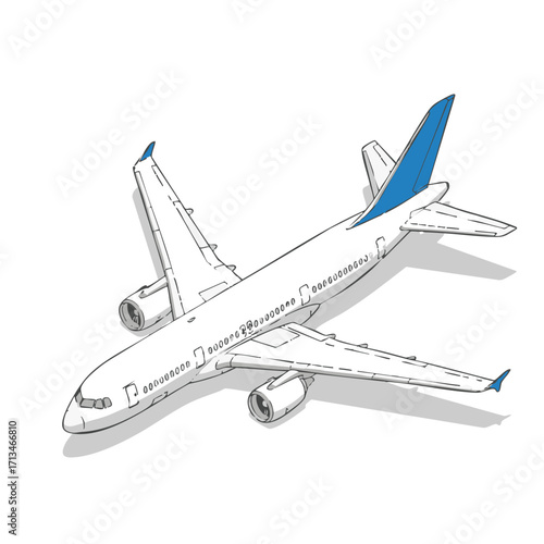 Modern Commercial Jet Airplane Illustration.