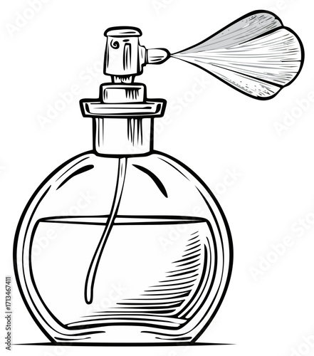 Perfume Spray Bottle Sketch Style Illustration Scent Fragrance Atomizer