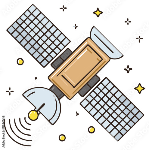 Satellite Flying in Space Delivering Communication Signals