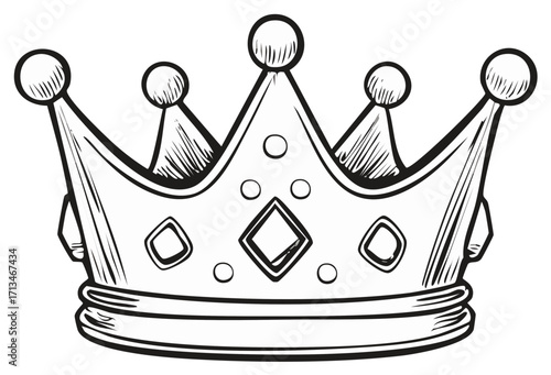 Line drawing of a royal crown illustration, hand drawn style