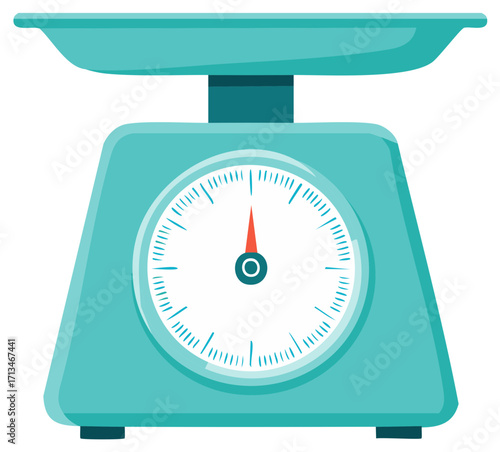 Teal Retro Kitchen Scale with Analog Dial Vector Illustration for Weighing Food