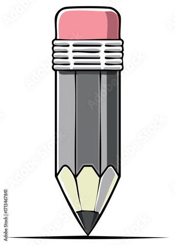 Graphic Illustration of a Lead Pencil with Pink Eraser at Top and Writing Line Underneath