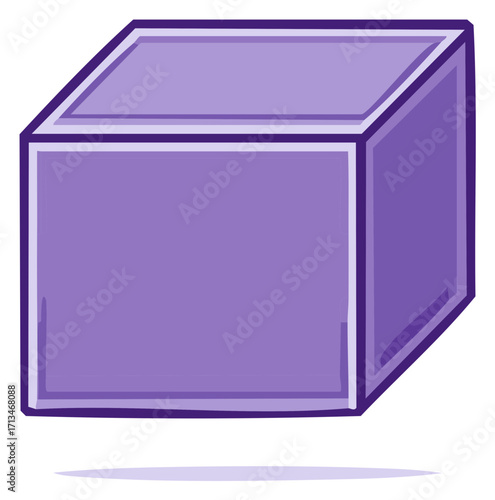 Simple Purple Cube Geometric Shape Isolated Illustration