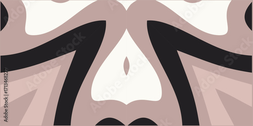 A visually captivating symmetrical abstract background featuring organic flowing shapes in a muted earthy color palette.