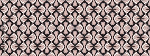 An Abstract Geometric Pattern Featuring Repeating Interlocking Shapes in a Neutral Color Palette.