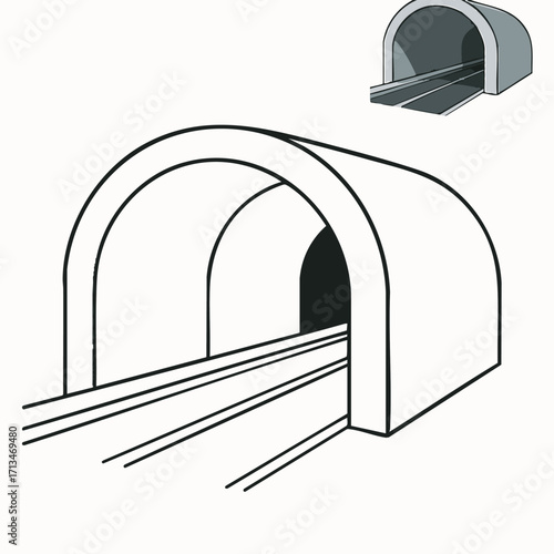 Tunnel Entrance with Railroad Tracks.