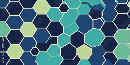 Seamless abstract blue honeycomb pattern with hexagonal geometric structure