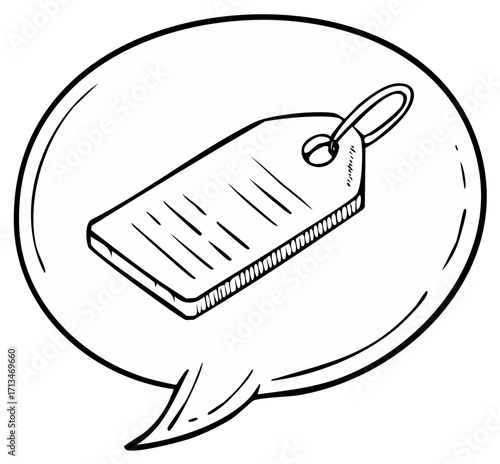 Price Tag in Speech Bubble Illustration: Sale, Discount, Promotion Concept