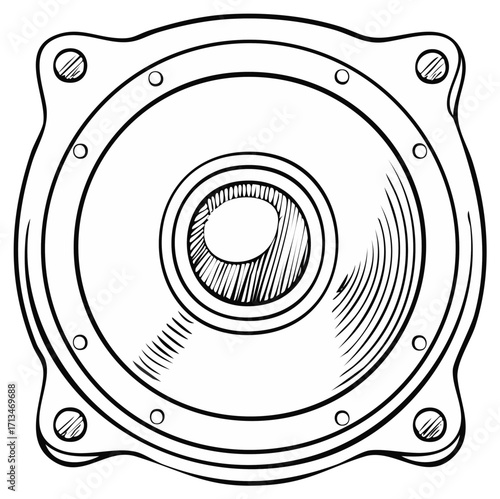 Speaker Line Art Illustration Single Audio System Sound Equipment