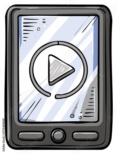 Portable Media Player Device Cartoon Play Icon