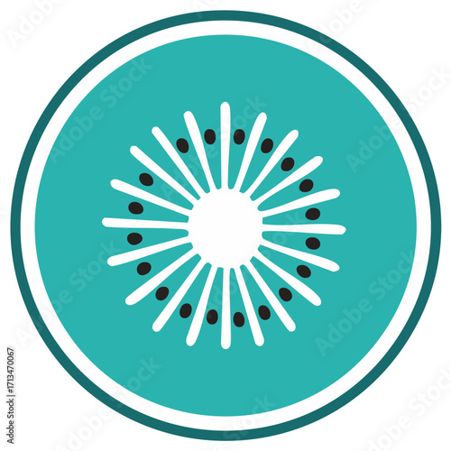 Modern stylized kiwi fruit slice icon. Minimalist flat design vector illustration of tropical fruit.