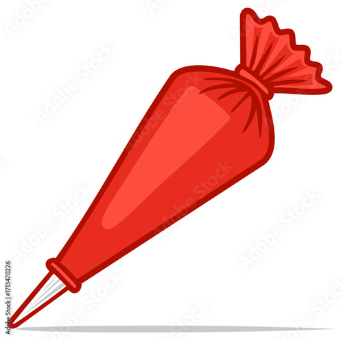 Icing piping bag vector illustration for decorating cake and sweets with red color