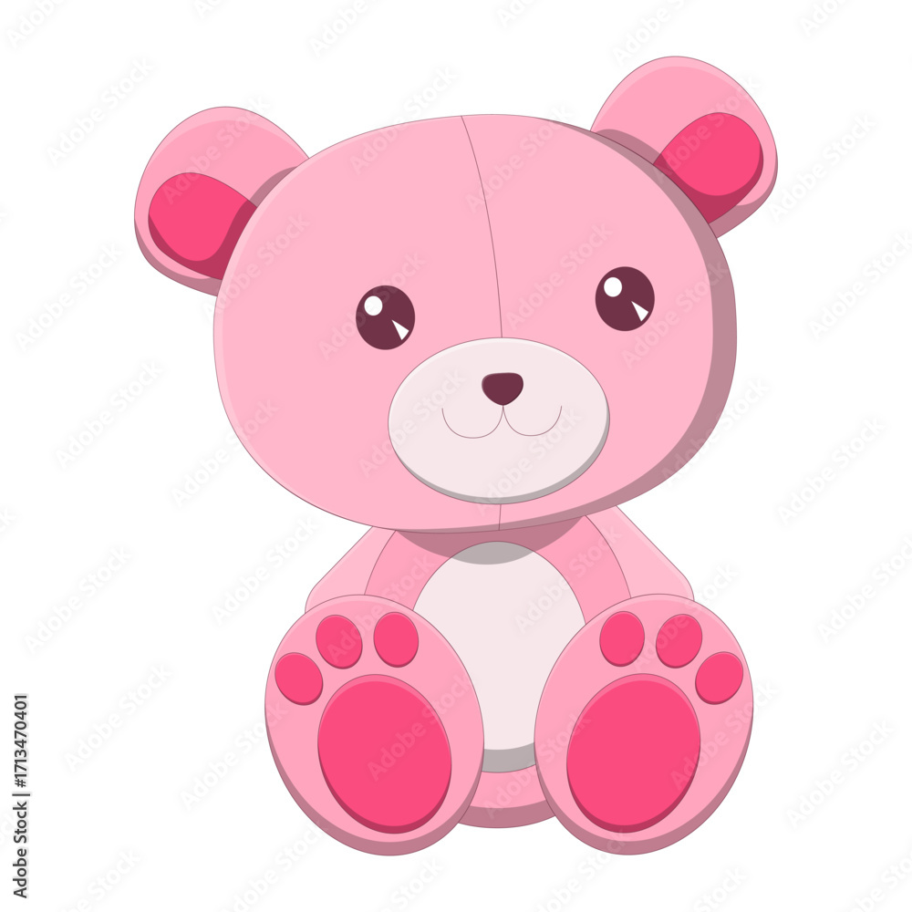 Obraz premium Adorable Pink Teddy Bear Illustration