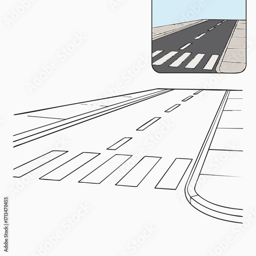 City Street with Crosswalk Drawing.