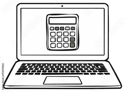 Conceptual Illustration of a Laptop Displaying a Calculator Finance and Technology Integration