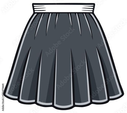 Gray pleated skirt illustration. Fashion apparel design.