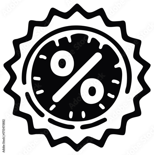 Percent sign on a rosette for sales and discounts promotional design