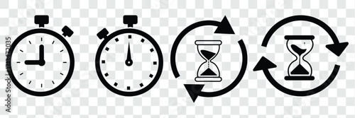 Hourglass vector icon representing time management and productivity concepts on transparent background
