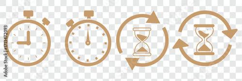 Hourglass vector icon representing time management and productivity concepts on transparent background