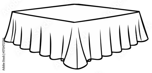 Stylized table with tablecloth illustration of square table covering