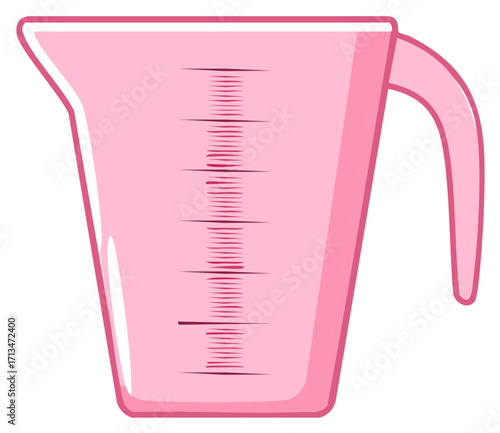 Cute Pink Measuring Cup Cartoon Illustration Kitchen Utensil for Cooking and Baking