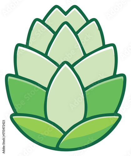 Illustration of Fresh Green Hop Cone for Craft Beer Brewing Ingredient, Hop plant flower for brewery industry