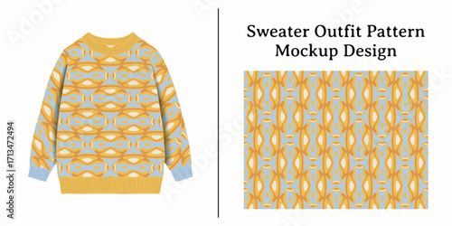 A Versatile Sweater Outfit Pattern Mockup Design Displaying a Captivating Abstract Motif for Fashion Apparel.