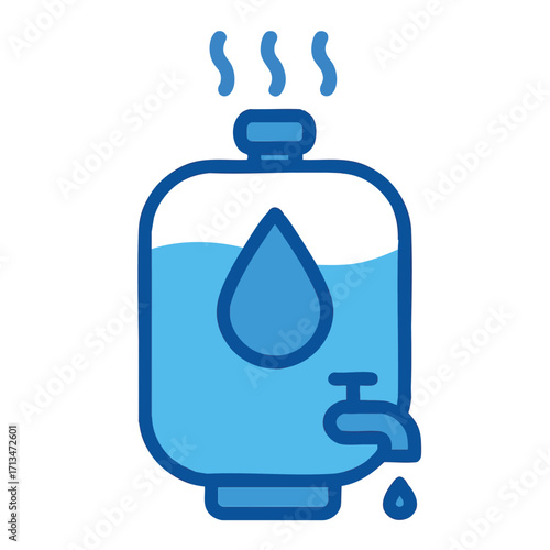 Hot Water Dispenser Container with Dripping Tap Icon.