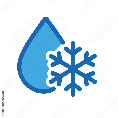 Water Freezing Icon Cold Temperature Symbol.