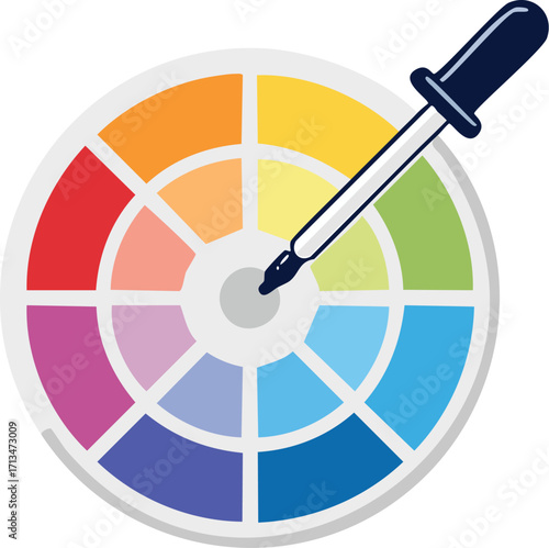 Colorful color wheel with a dropper, illustrating color mixing and selection.