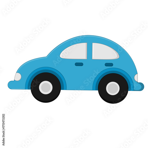 Cute Cartoon Blue Car Illustration