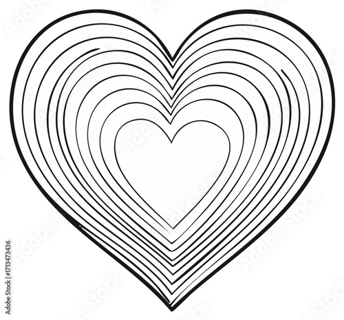 Heart shape outlines create love core valentines day art