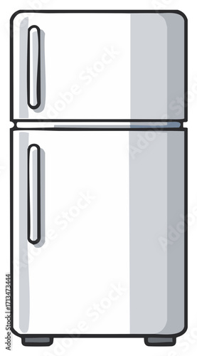 Simple Refrigerator and Freezer Kitchen Appliance Vector Illustration