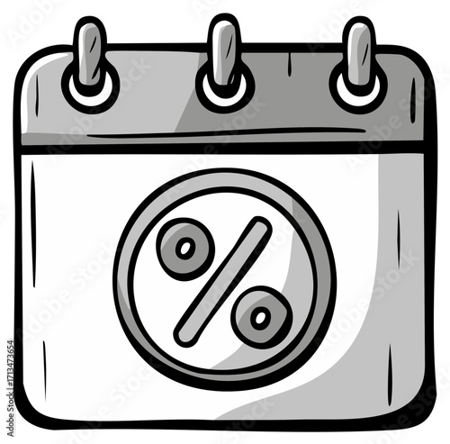 Calendar Icon Depicting a Percentage Symbol. Deals and Discounts Concept.