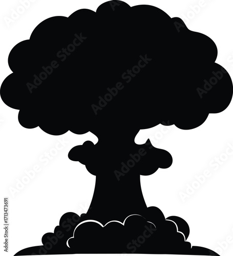 Iconic silhouette of a nuclear explosion mushroom cloud powerful symbol vector