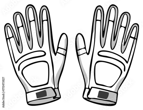 Pair of white motorcycle gloves with black accents and padded knuckles