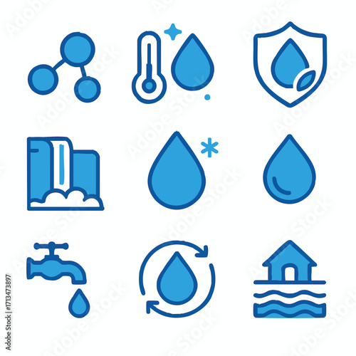 Water Resources Icons Set.