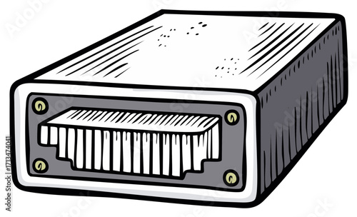 Ethernet Cable Connector Port RJ45 Network Connection Technology Illustration Drawing